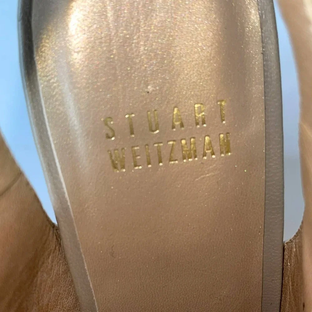 Stuart Weitzman Creamy Beige Open Toe Wedge Espadrille Sandals Size 6.5